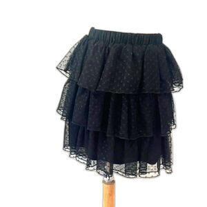 Vici + Gina Black Tulle Tiered Skirt Swiss Dot Pull On NEW NWT Medium